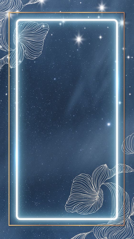 Blue vibrant rectangle frame mobile phone wallpaper illustration
