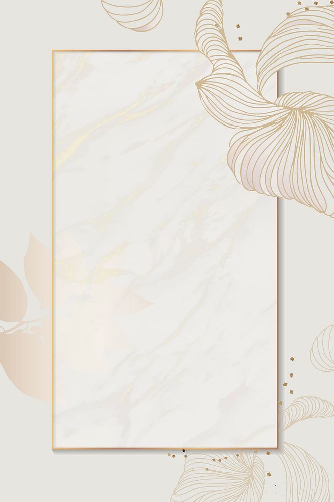 Golden floral rectangle frame illustration