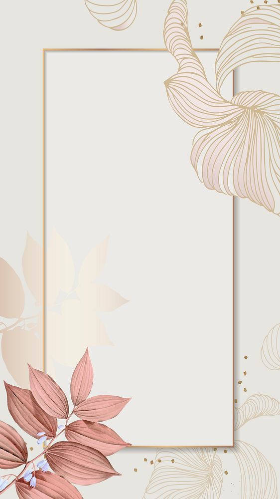 Floral rectangle frame mobile phone wallpaper vector
