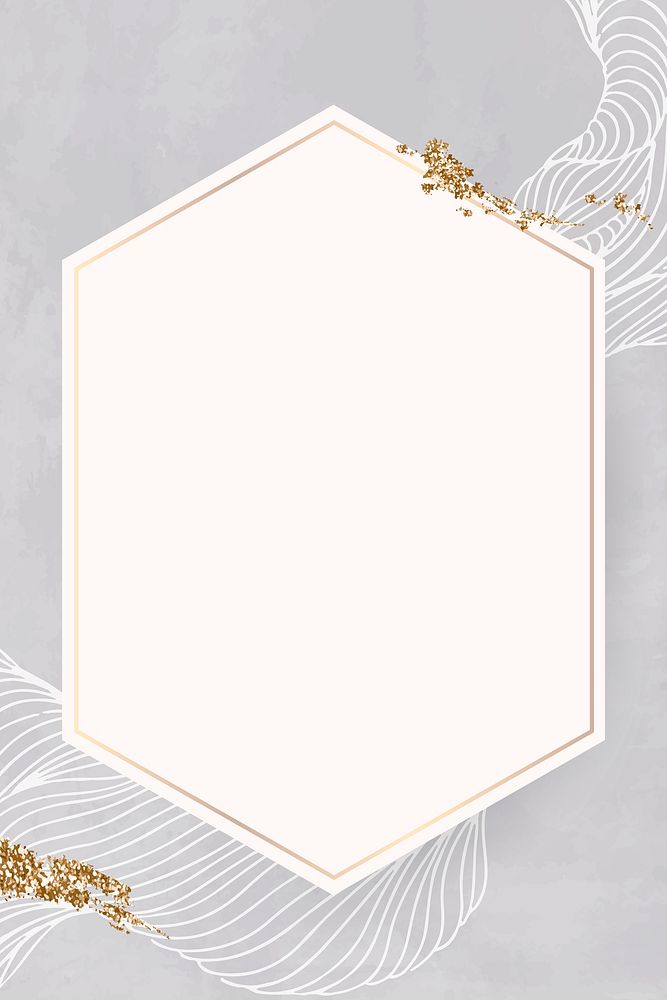 Golden hexagon line frame illustration