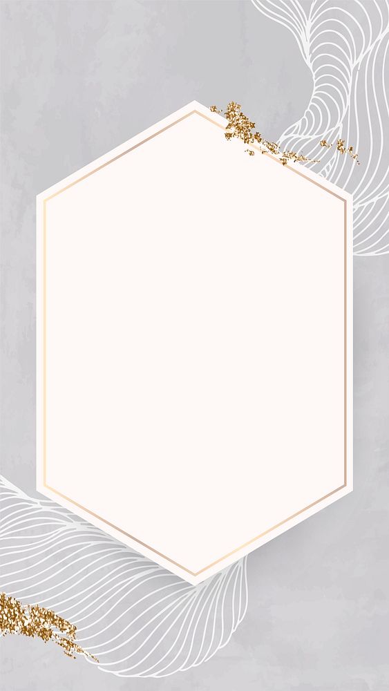 Golden hexagon line frame mobile phone wallpaper illustration