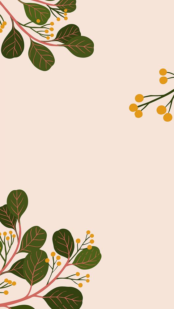 Botanical copy space on a pink phone background