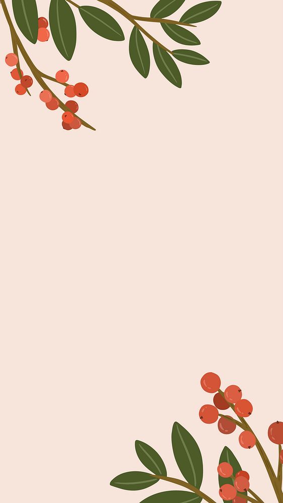 Red botanical copy space on a pink phone background vector