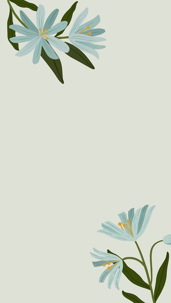 Blue botanical copy space on a gray phone background vector