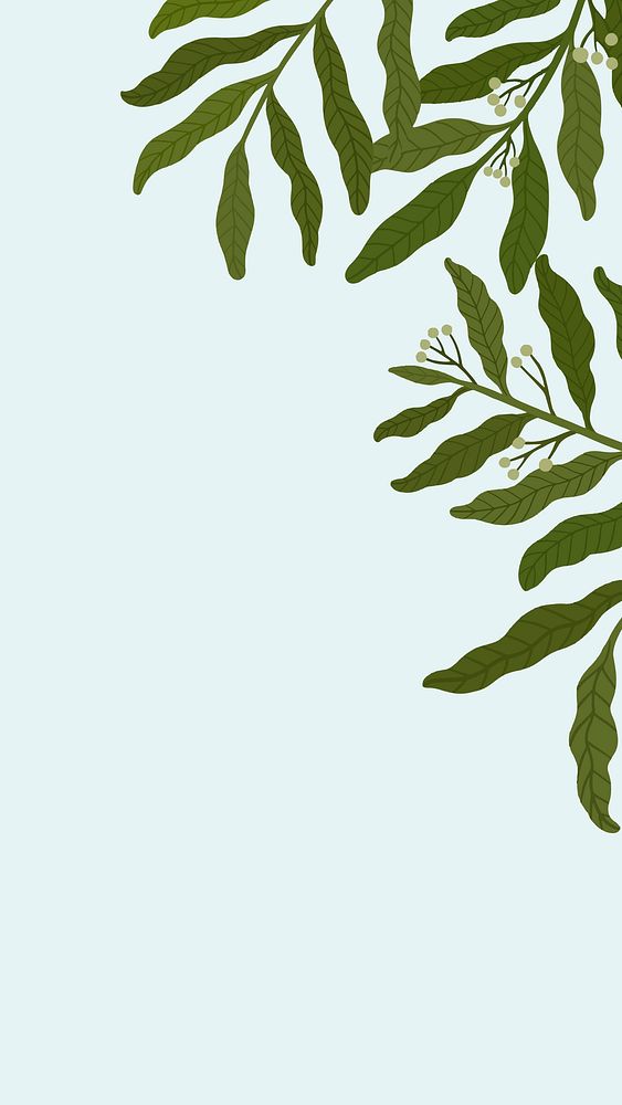 Botanical leafy copy space on a blue phone background vector
