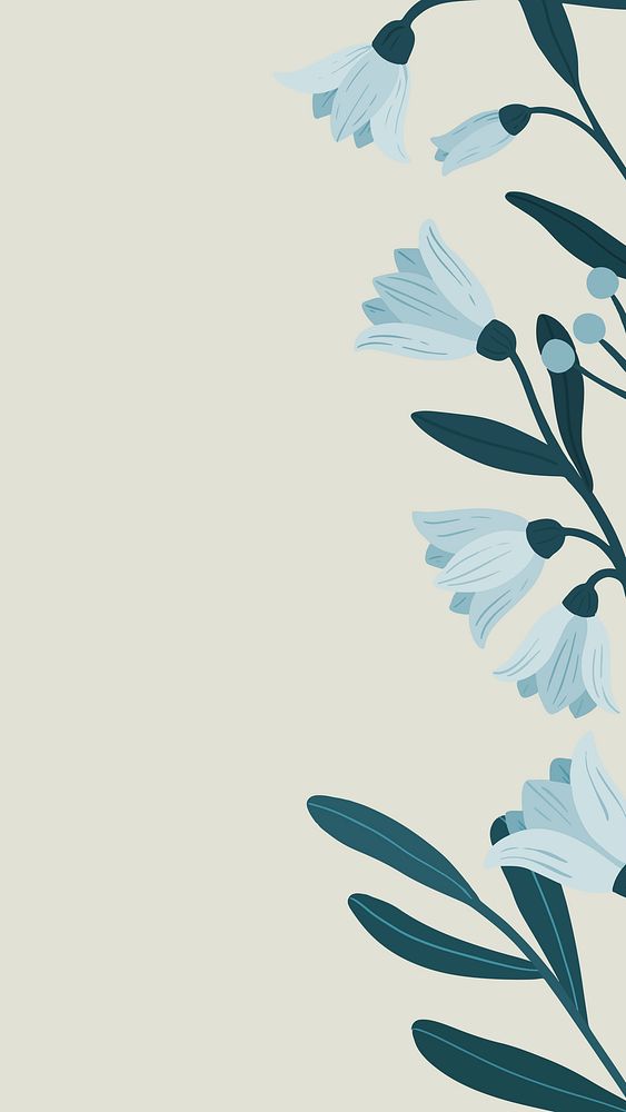 Blue botanical copy space on a gray phone background vector