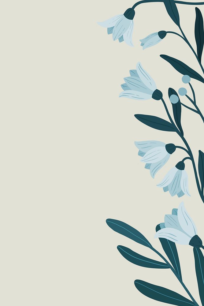 Blue botanical copy space on a gray background illustration
