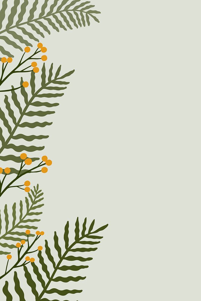 Leafy botanical copy space on a gray background