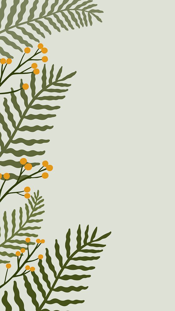 Leafy botanical copy space on a gray phone background vector