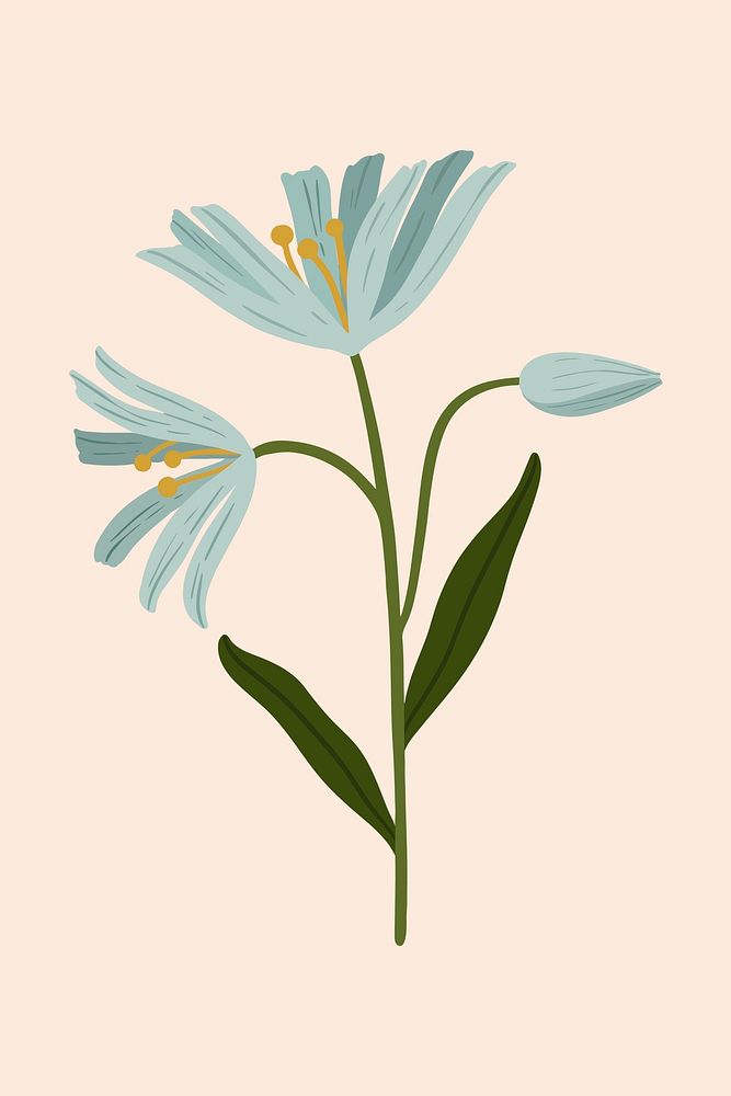 Blue botanical on a nude background