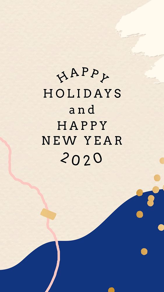 Happy New Year 2020 Memphis design mobile phone wallpaper vector