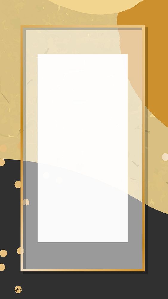 Gold frame on Memphis pattern mobile phone wallpaper vector