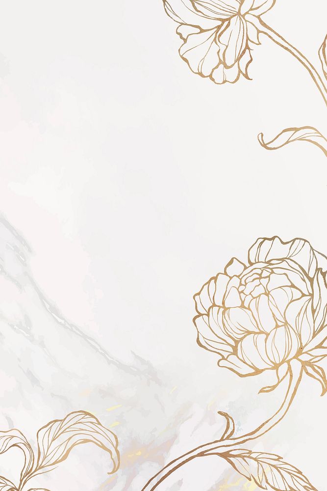 Gold floral outline on marble background