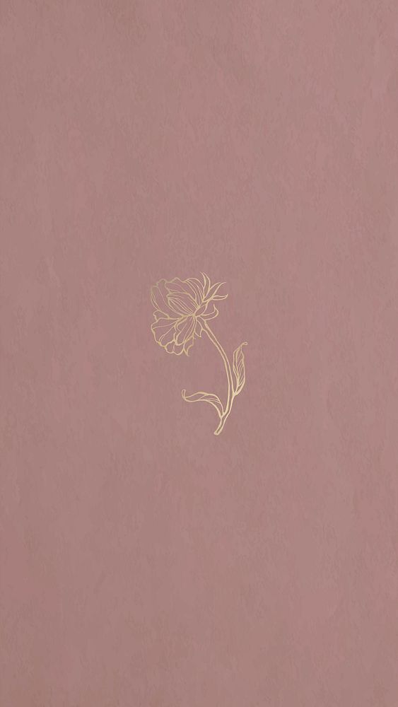 A gold flower outline mobile phone wallpaper vector