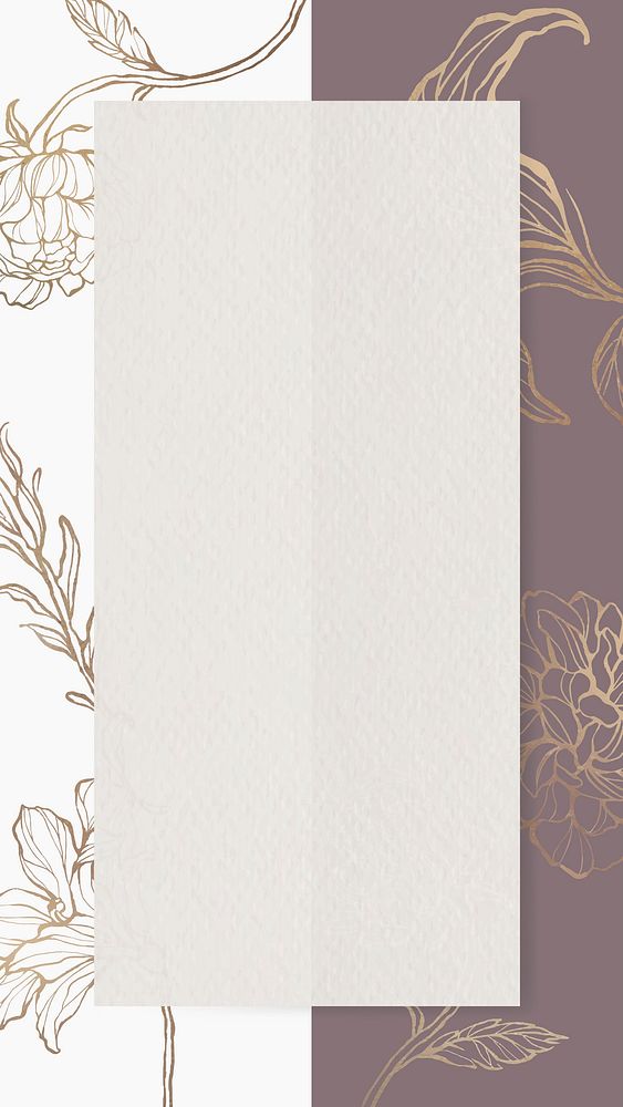 Rectangle paper on floral outline background mobile phone wallpaper vector