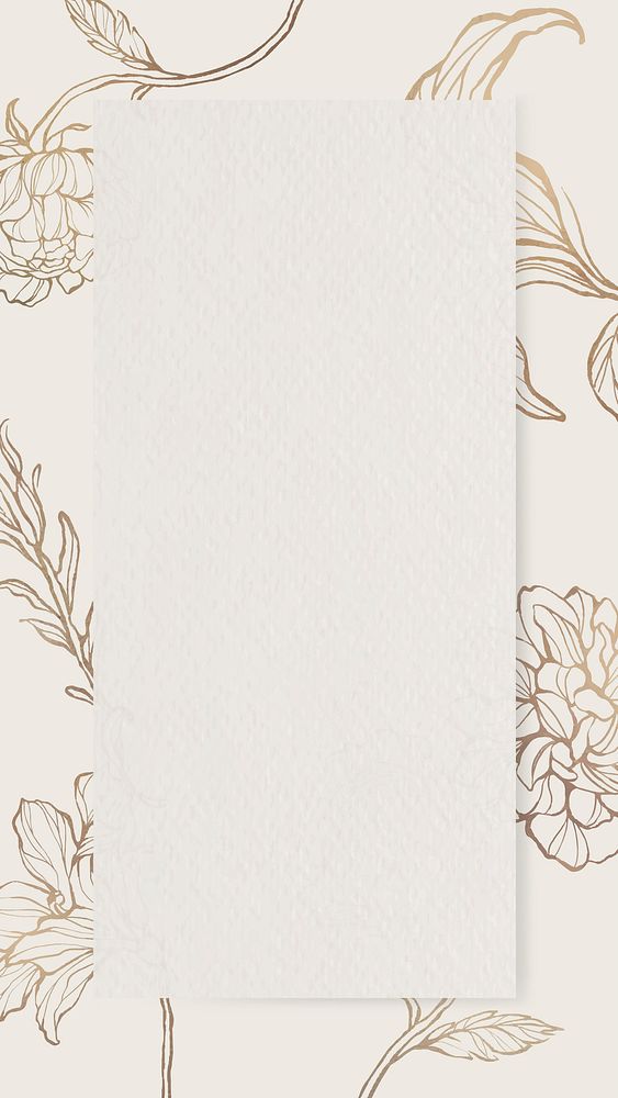 Rectangle paper on floral outline background mobile phone wallpaper vector