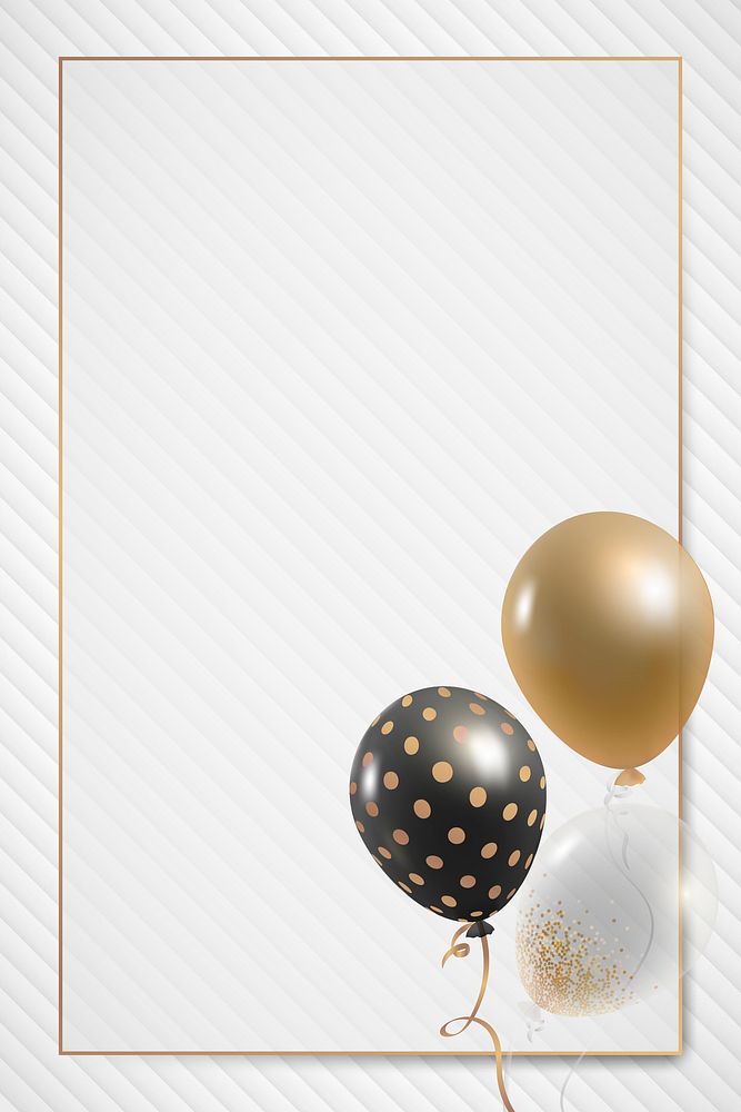 Golden rectangular balloons frame design vector
