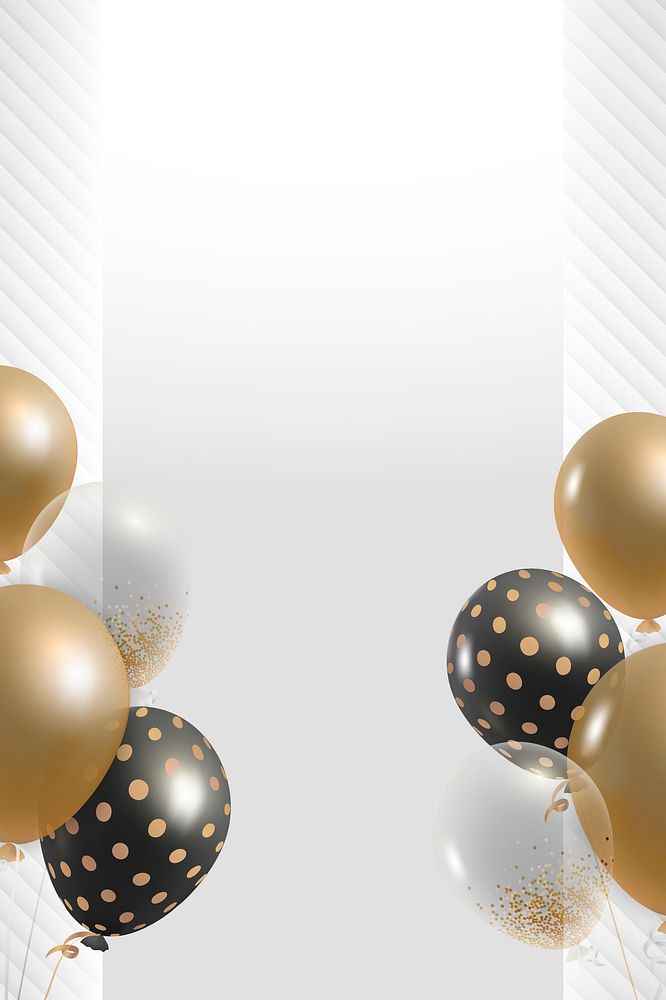 Gold and black balloons frame new year party 