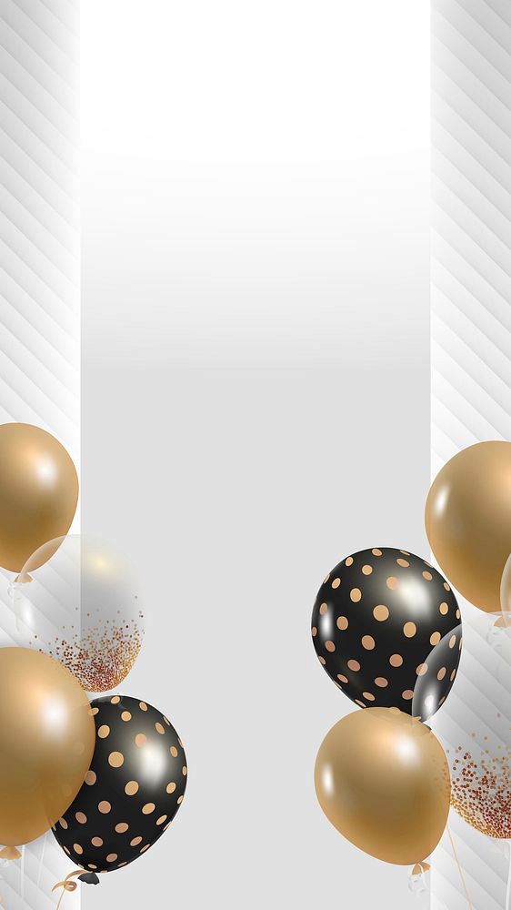 Gold and black balloons border frame new year party 
