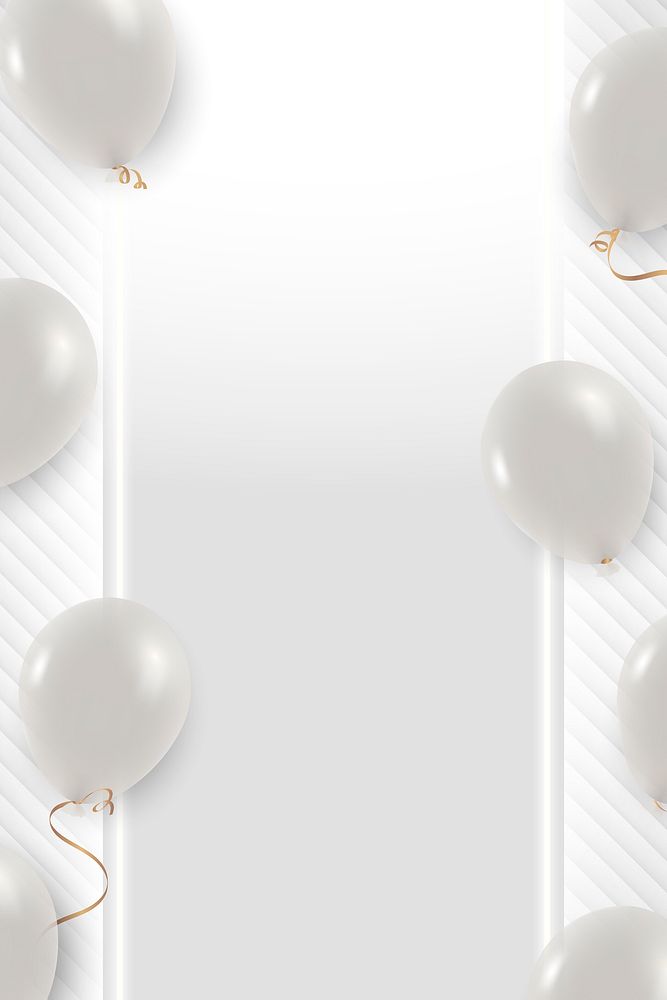 White balloons frame design vector
