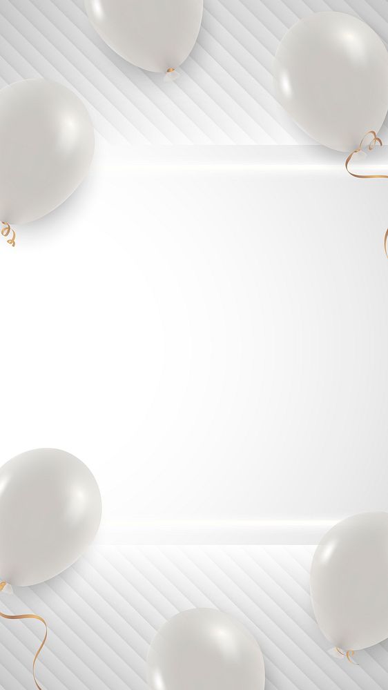 White balloons frame design mobile phone wallpaper vector
