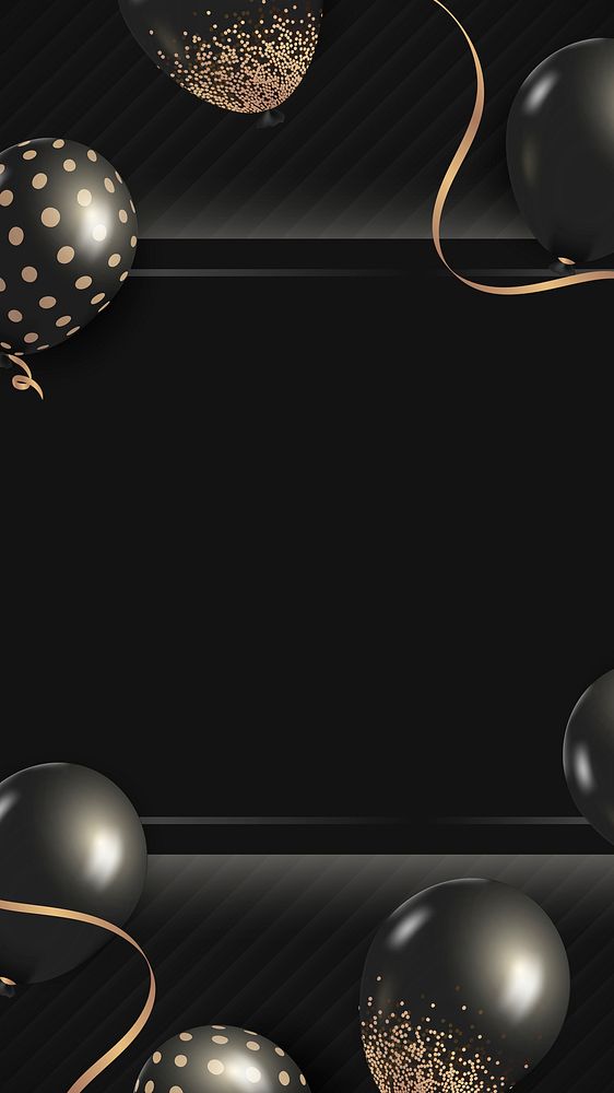 Black balloons frame psd new year party