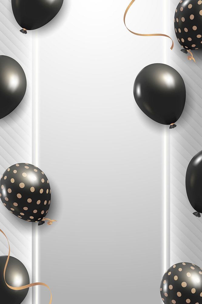 Black balloons border frame in grey background