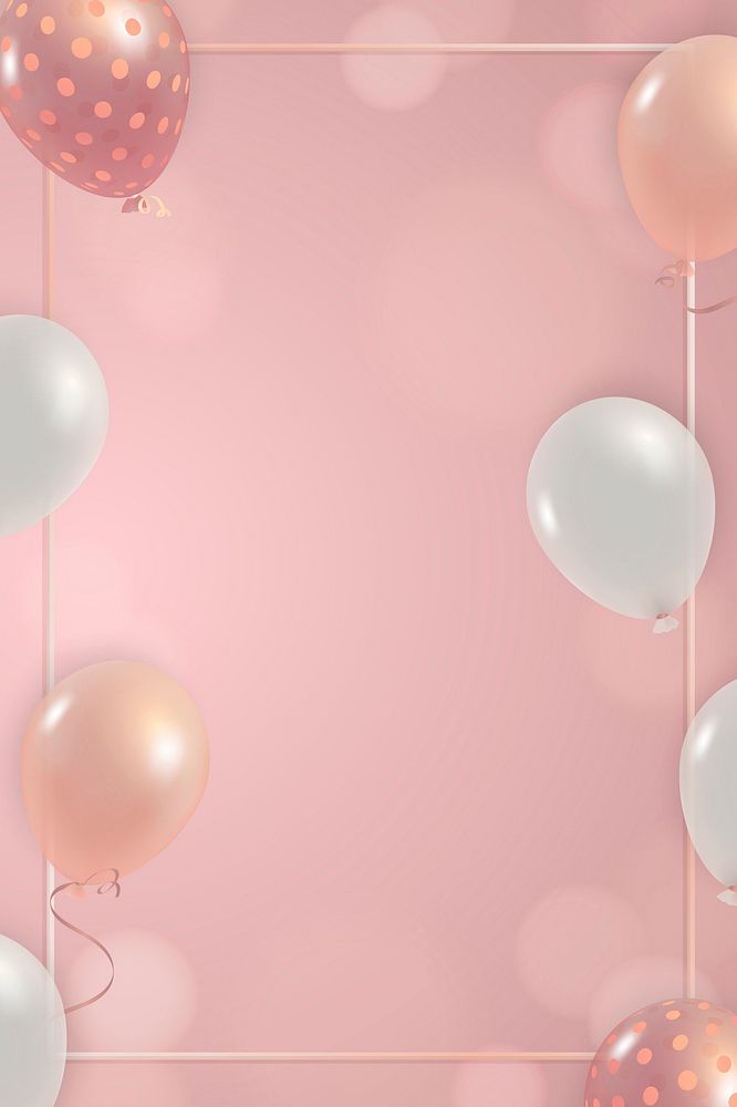 Girly birthday party balloons frame