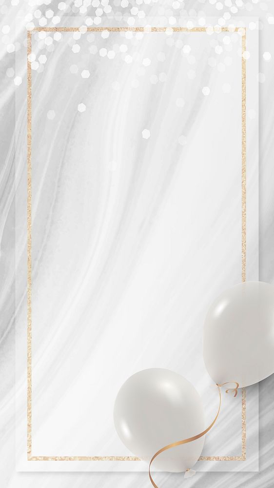 White balloons frame design mobile phone wallpaper vector