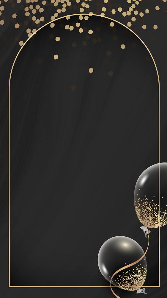 Golden rectangle balloons frame design mobile phone wallpaper vector