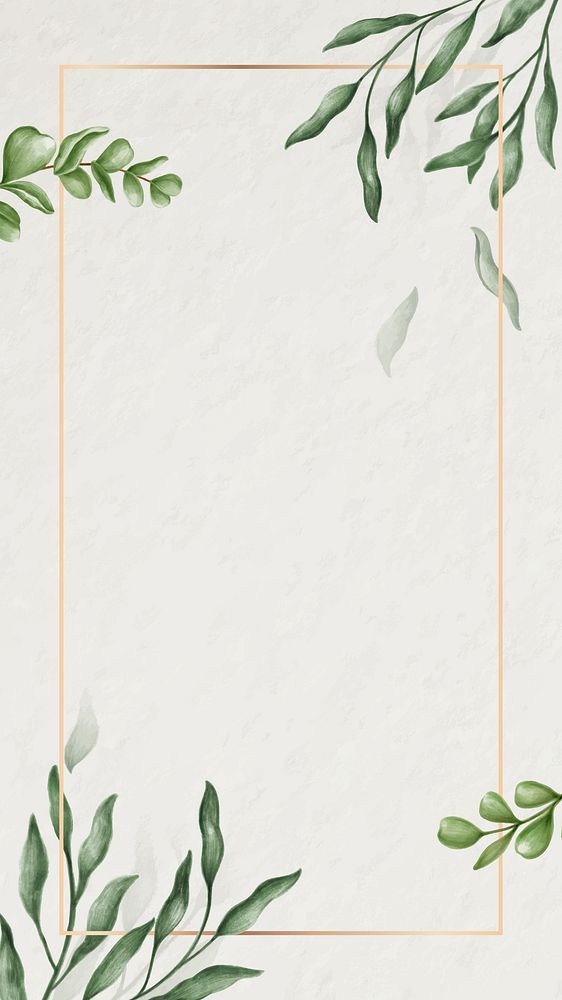Green leaves frame mobile phone wallpaper vector