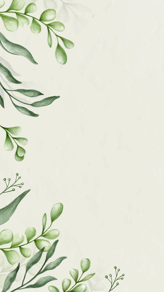 Green leaves background decoration mobile phone wallpaper vector