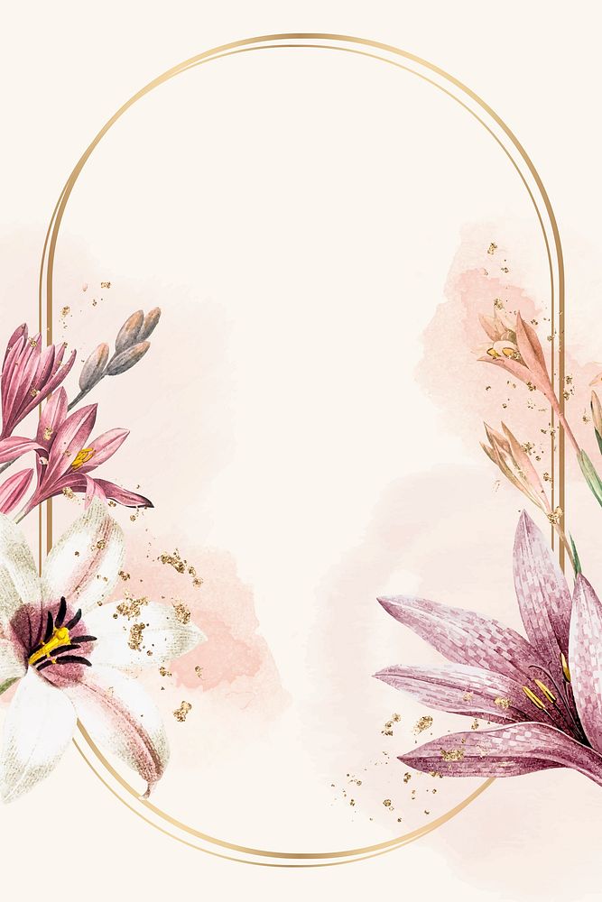 Floral gold frame on beige background vector