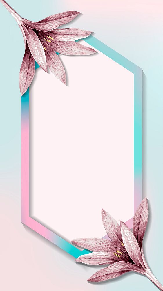 Hexagon frame pink amaryllis pattern | Premium Vector - rawpixel