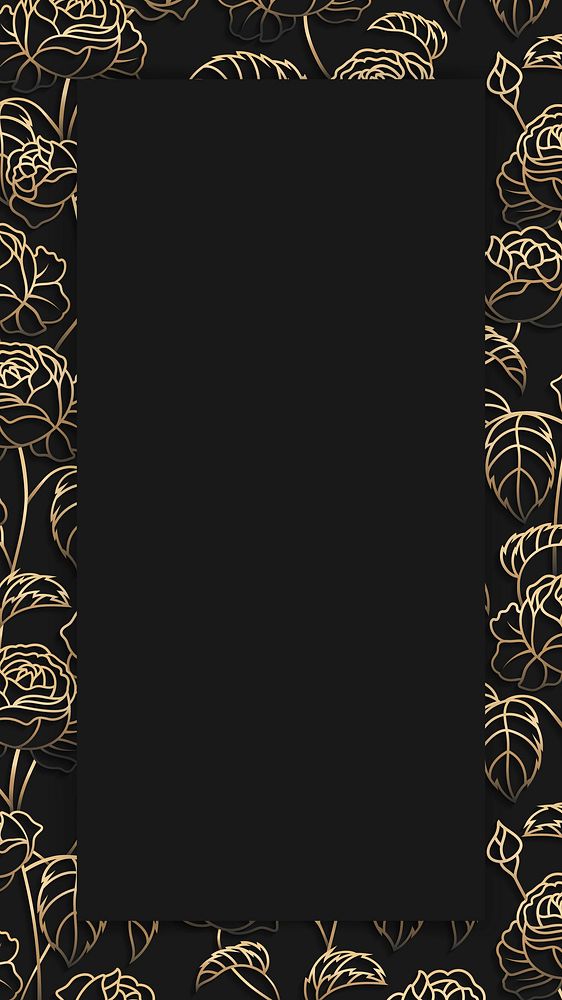 Gold floral pattern frame vector