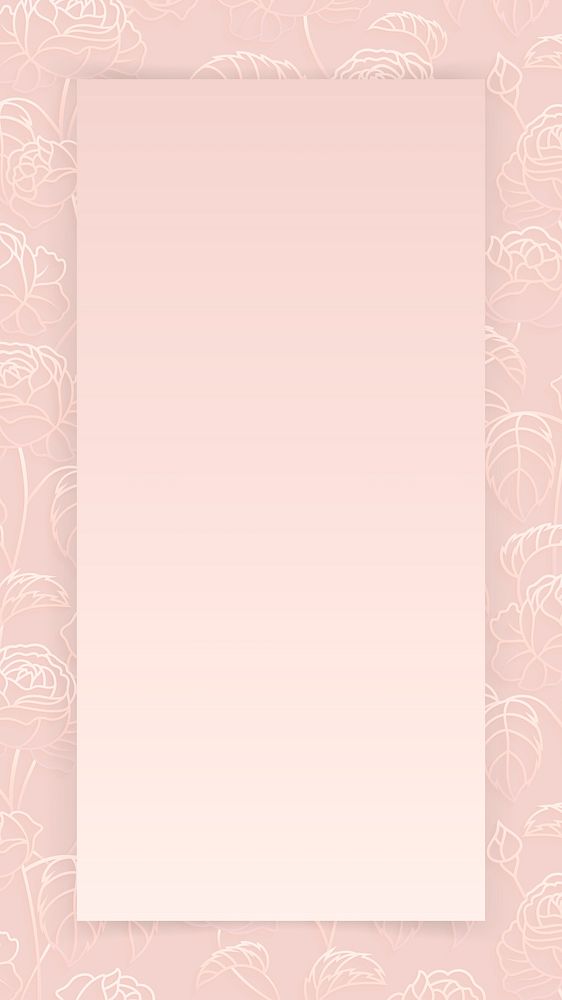 Rectangle frame on floral pattern pink mobile phone wallpaper vector