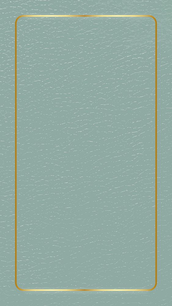 Gold frame on green leather texture mobile screen template vector