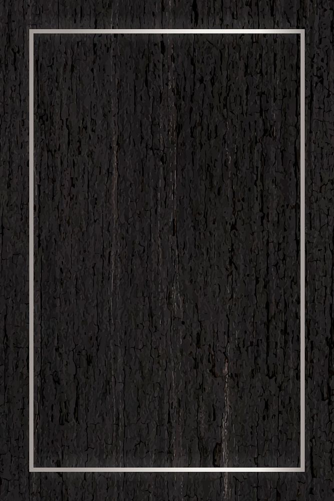 Silver frame on dark wooden background vector