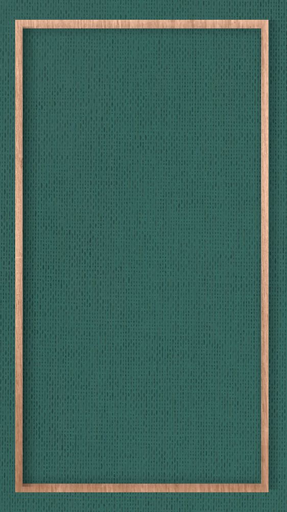 Wooden frame on green fabric texture mobile screen template vector