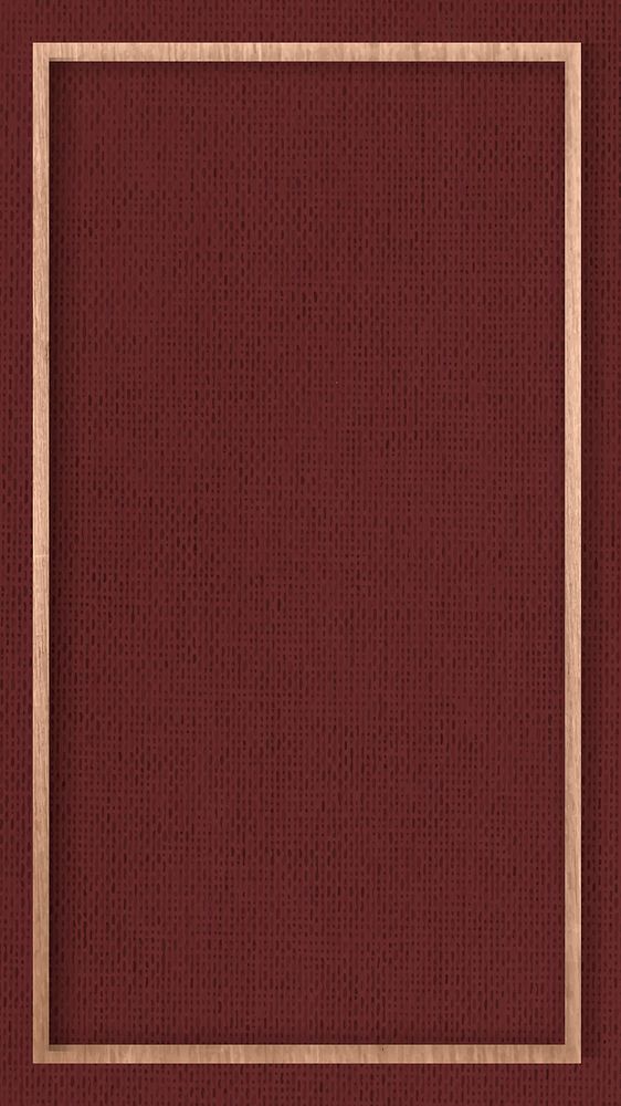 Wooden frame on red fabric texture mobile screen template vector