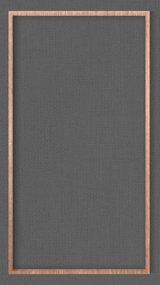Wooden frame on gray fabric texture mobile screen template vector