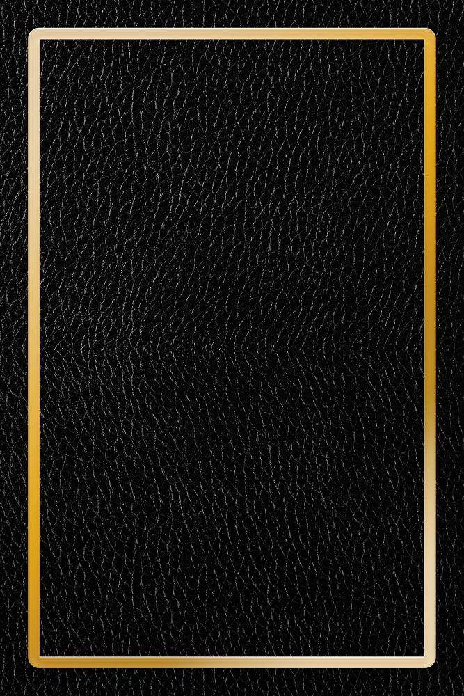 Gold frame on black leather background vector