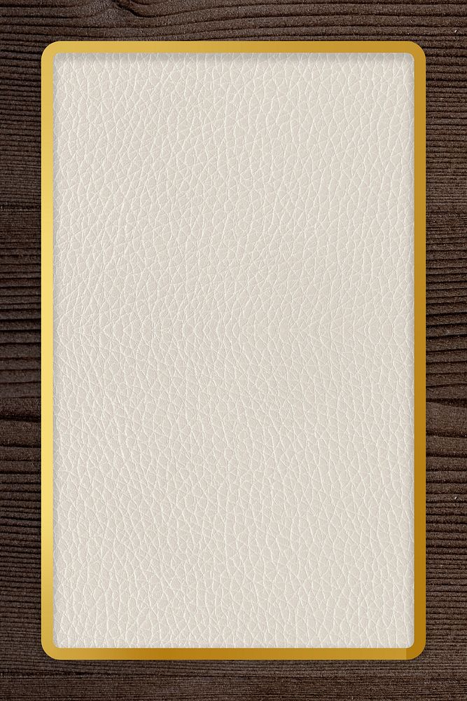 Gold frame on beige leather background template illustration