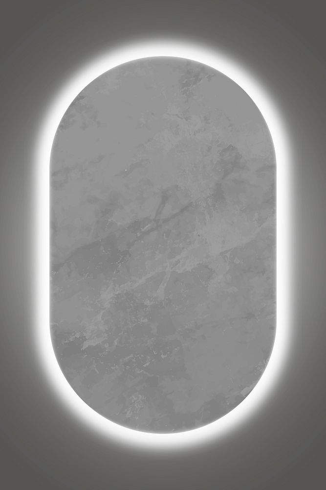 Oval white neon light frame template vector