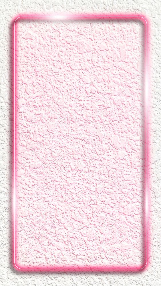 Rectangle pink neon frame mobile screen template vector