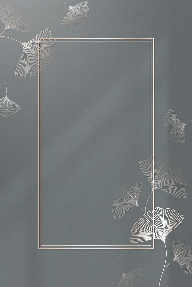 Gold frame with ginkgo leaf pattern vector