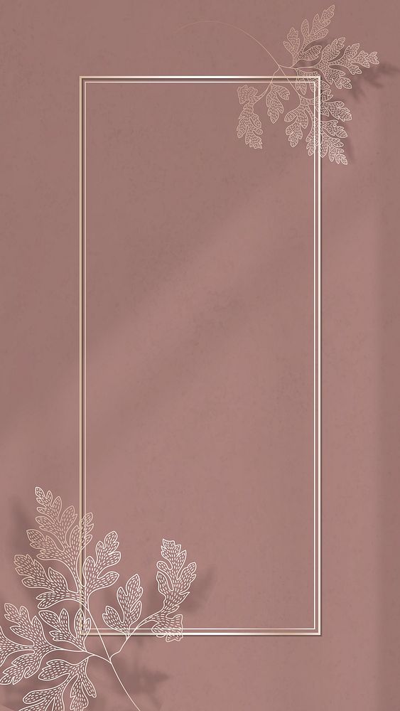 Gold frame with leaf pattern mobile phone wallpaper vector