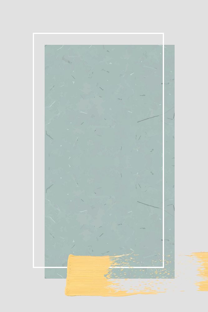 White frame with a yellow brushstroke on cyan marble background vector