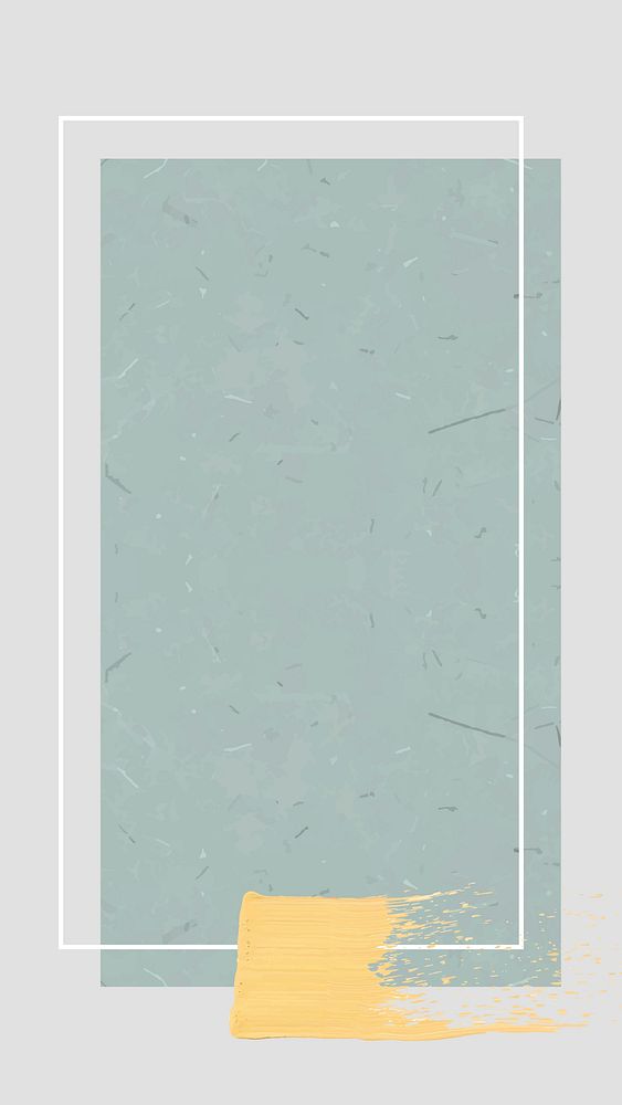 White frame with a yellow brushstroke on cyan marble background vector
