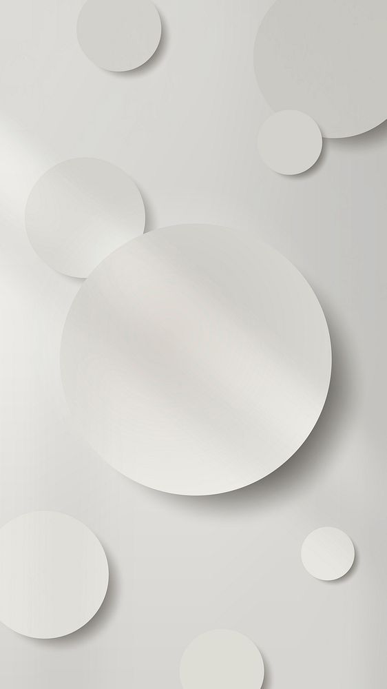 White round paper cut with drop shadow mobile phone wallpaper vector
